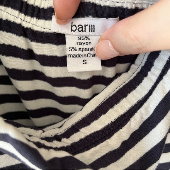 BAR III Tiered Strapless Maxi Dress | Black White Stripe | Size Medium - Picture 2 of 13